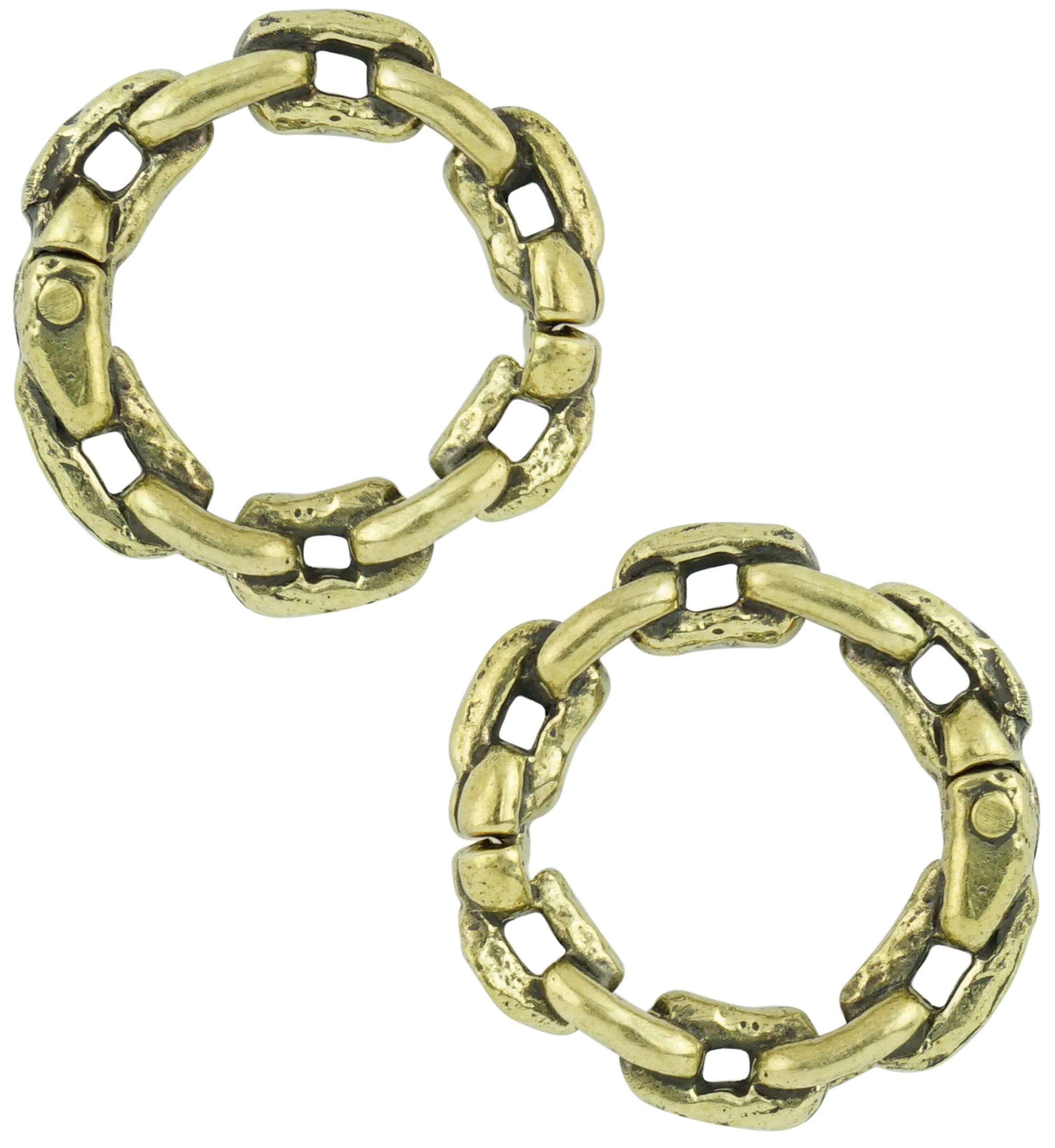 Chain Link Brass Hinged Stretched Ear Cuffs