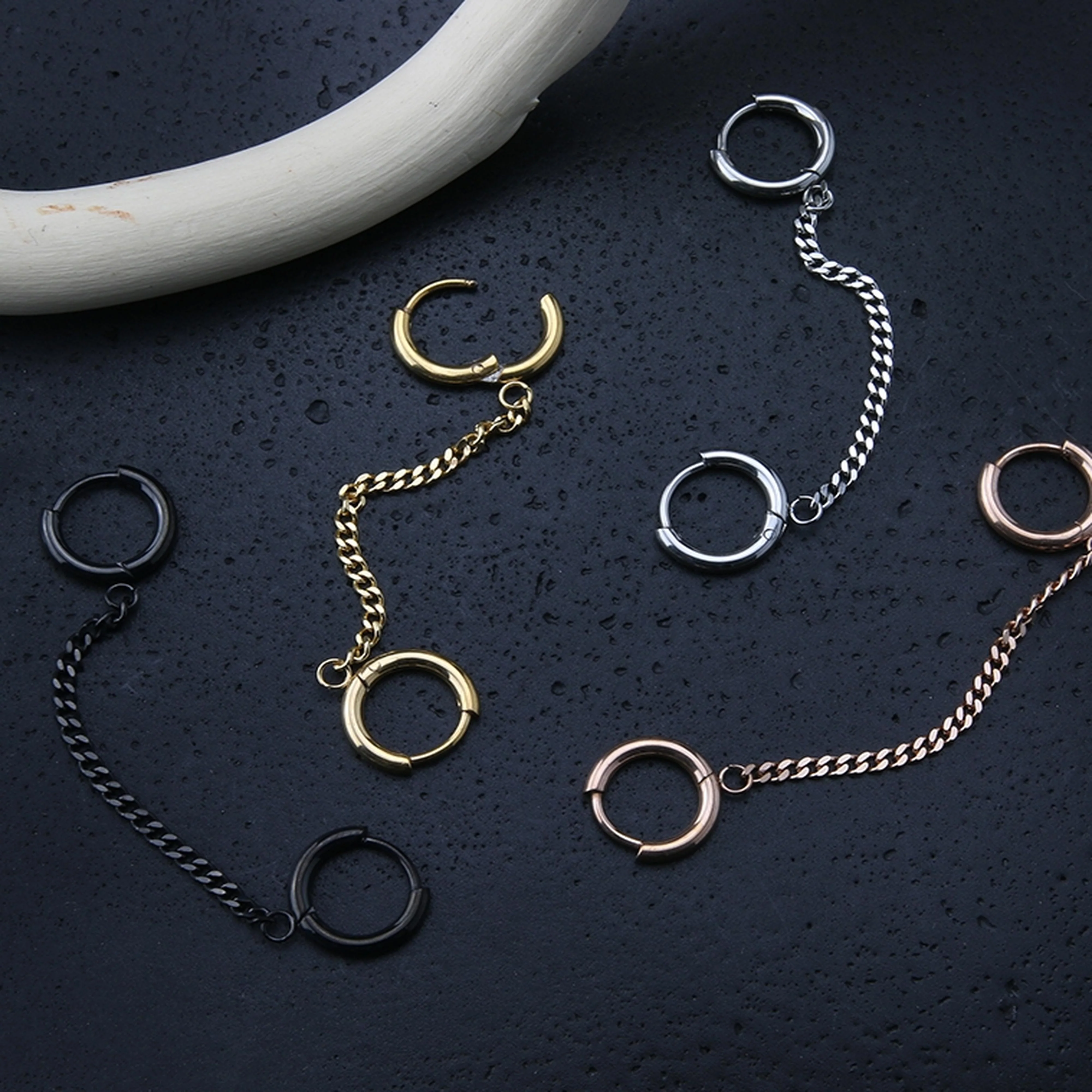 Chained Double Hinged Hoop Cartilage Ring - Image 2