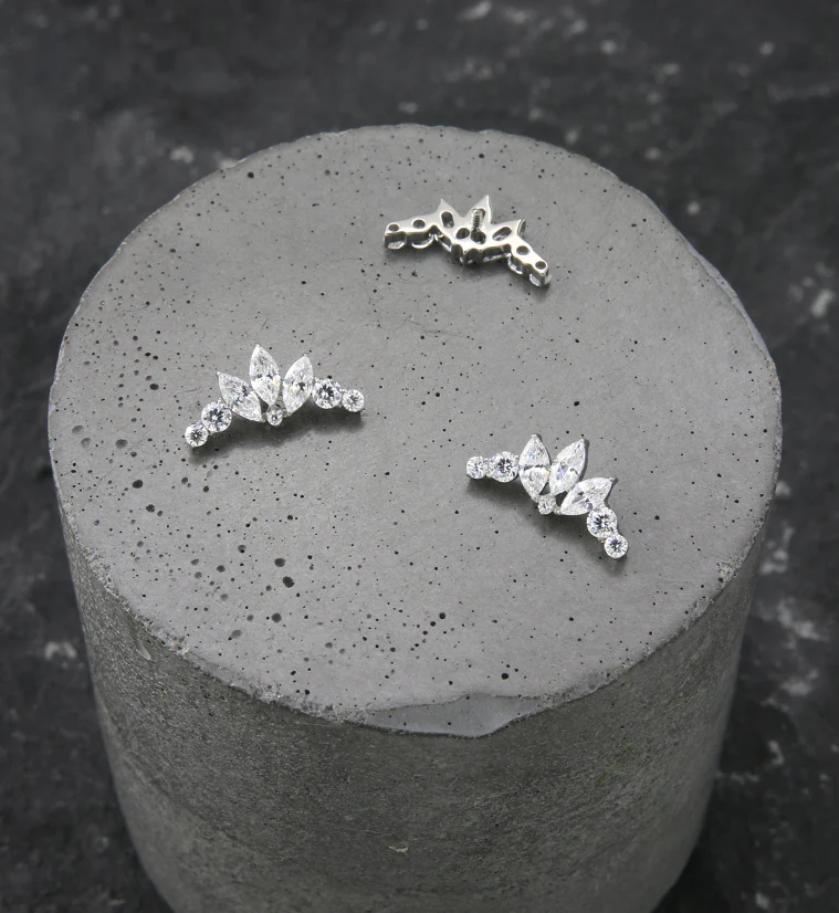 Chaplet Prong CZ Internally Threaded Titanium Top - Image 2