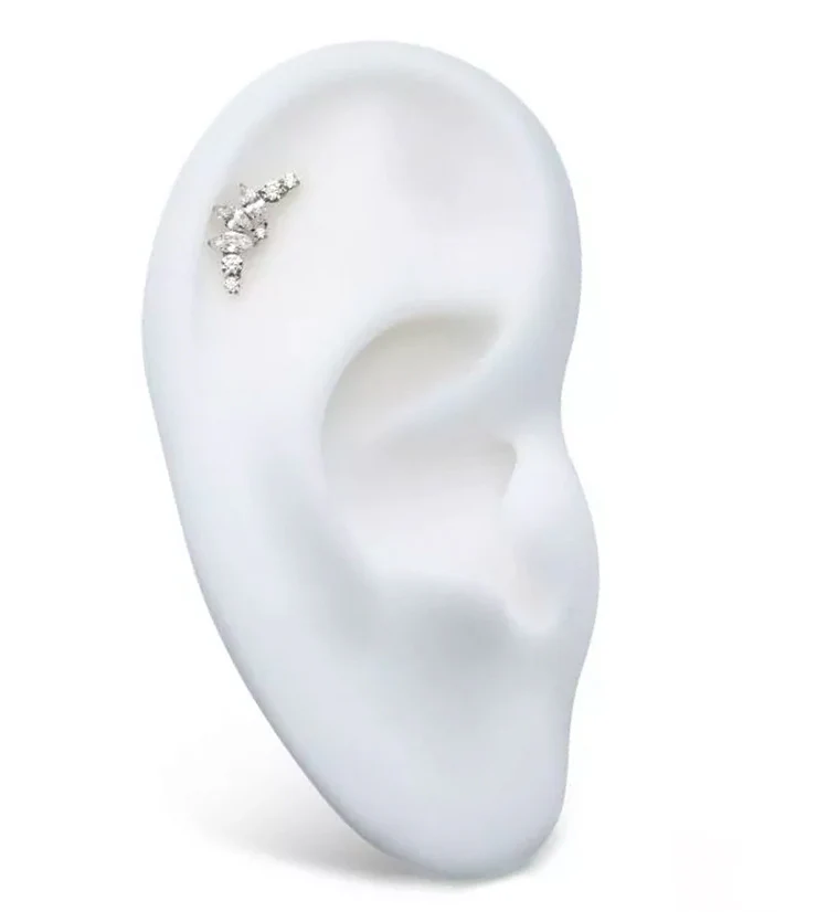 Chaplet Prong CZ Internally Threaded Titanium Top - Image 3