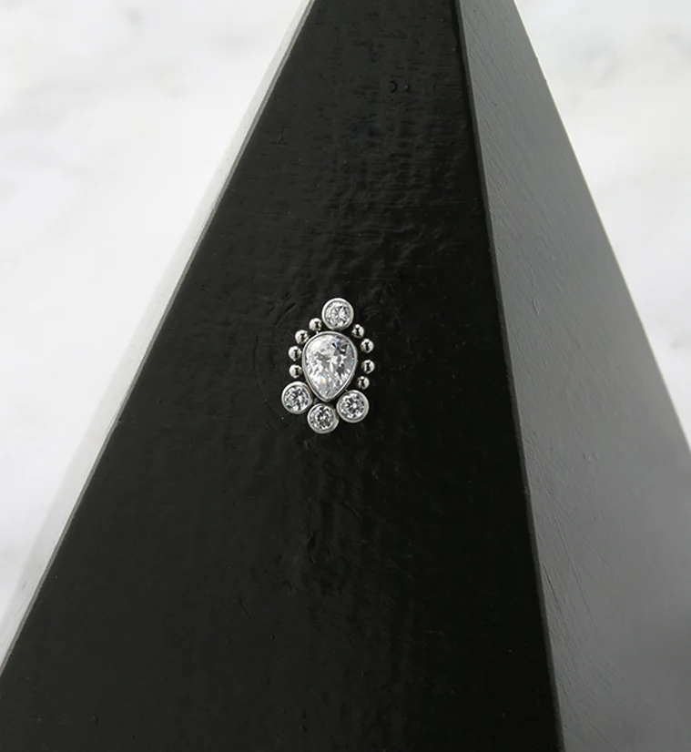 Charm Beaded Clear CZ Titanium Threadless Top - Image 2