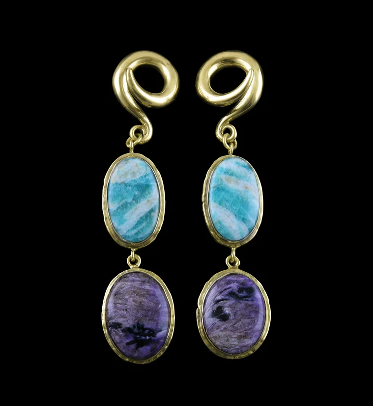 Amazonite X Charoite Stone Ear Weights Version 10