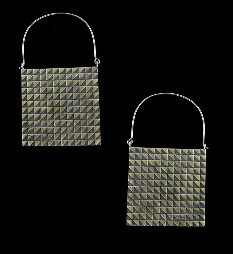 Chequer Titanium Hangers - Earrings