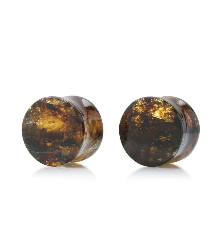 Chiapas Amber Plugs 5/8" (15.5mm) - Version 20 (Rough Edge) - Image 2