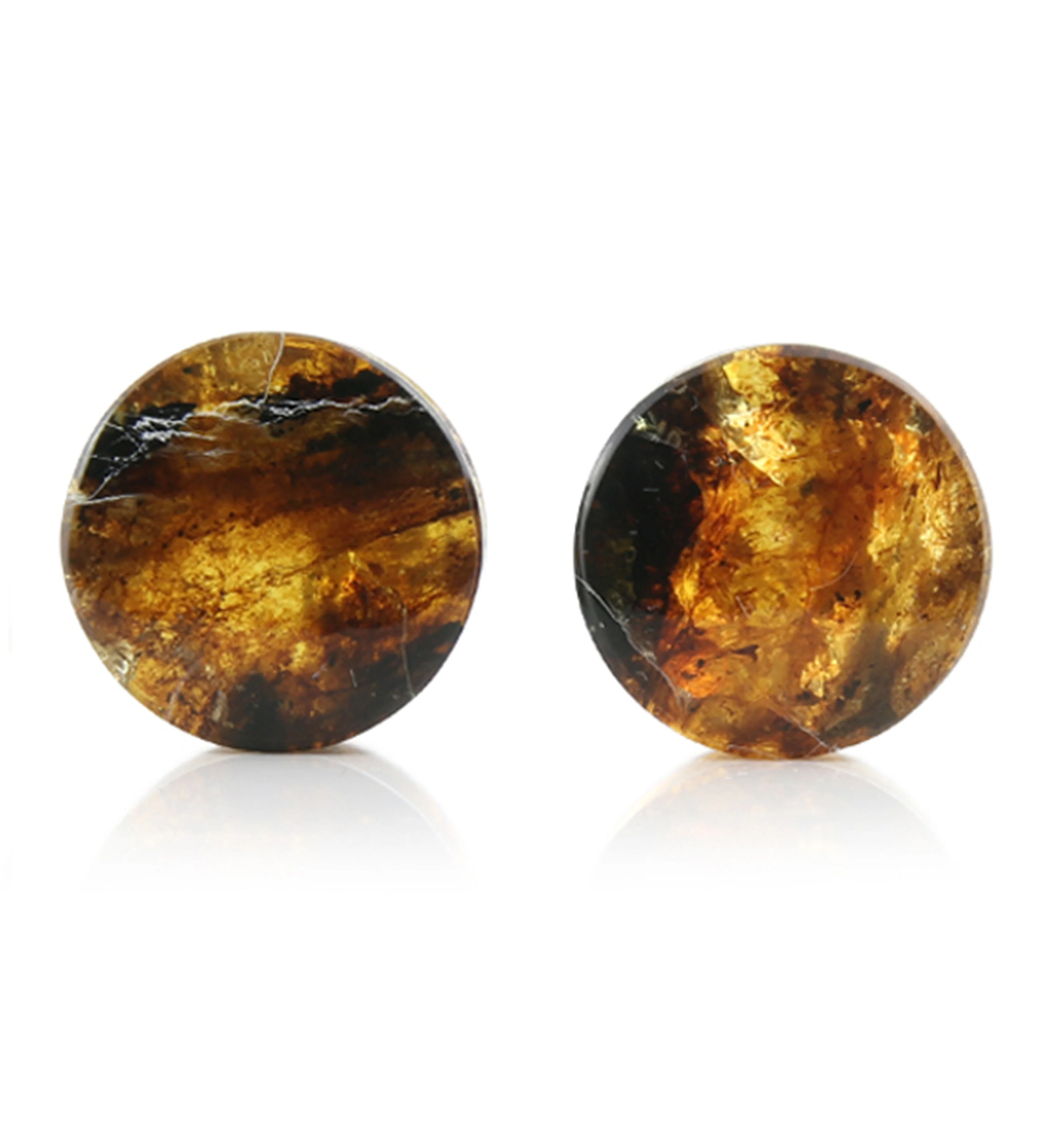 Chiapas Amber Plugs 9/16" (14mm) - Version 6 (Rough Edges)