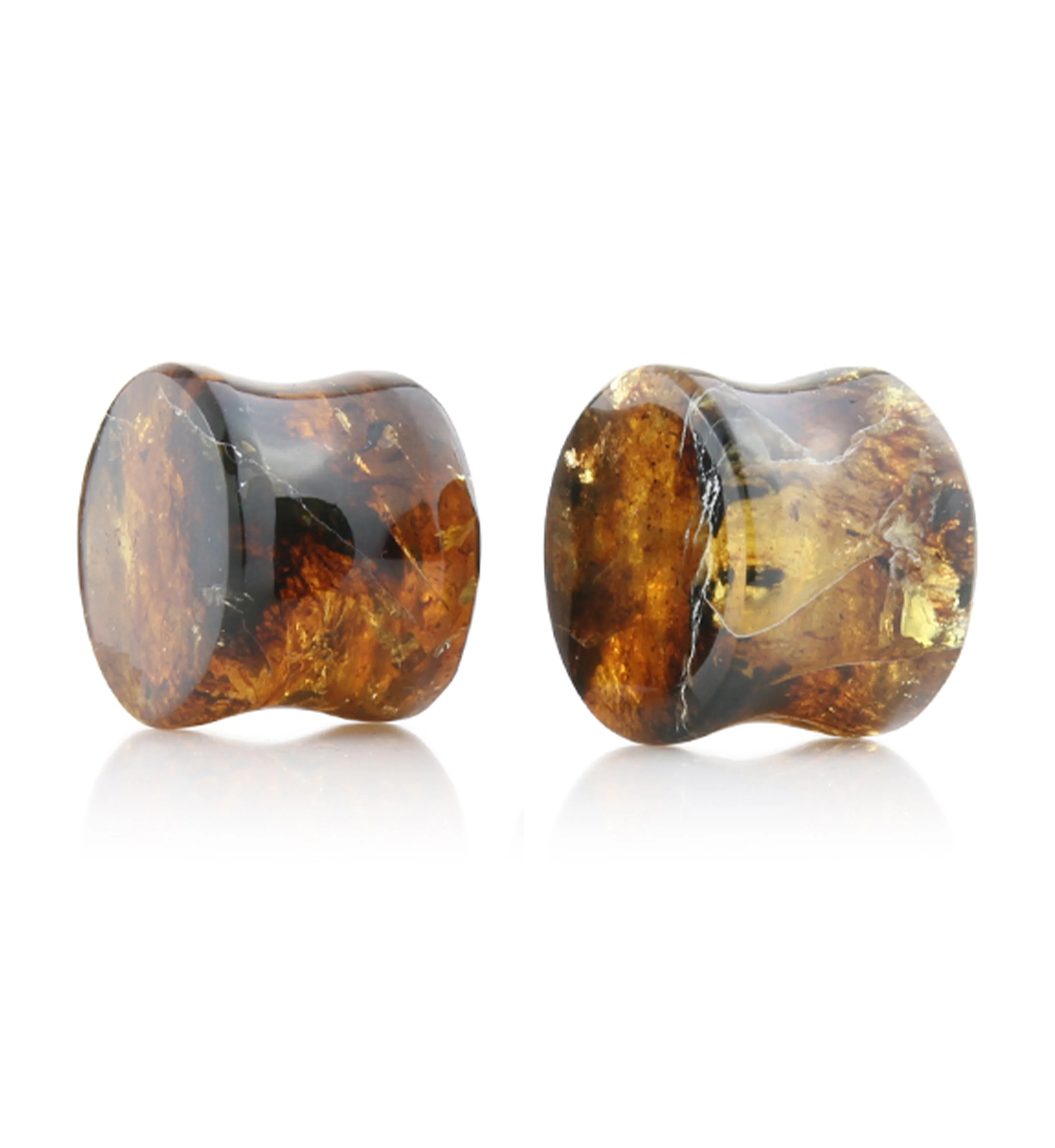 Chiapas Amber Plugs 9/16" (14mm) - Version 6 (Rough Edges) - Image 2