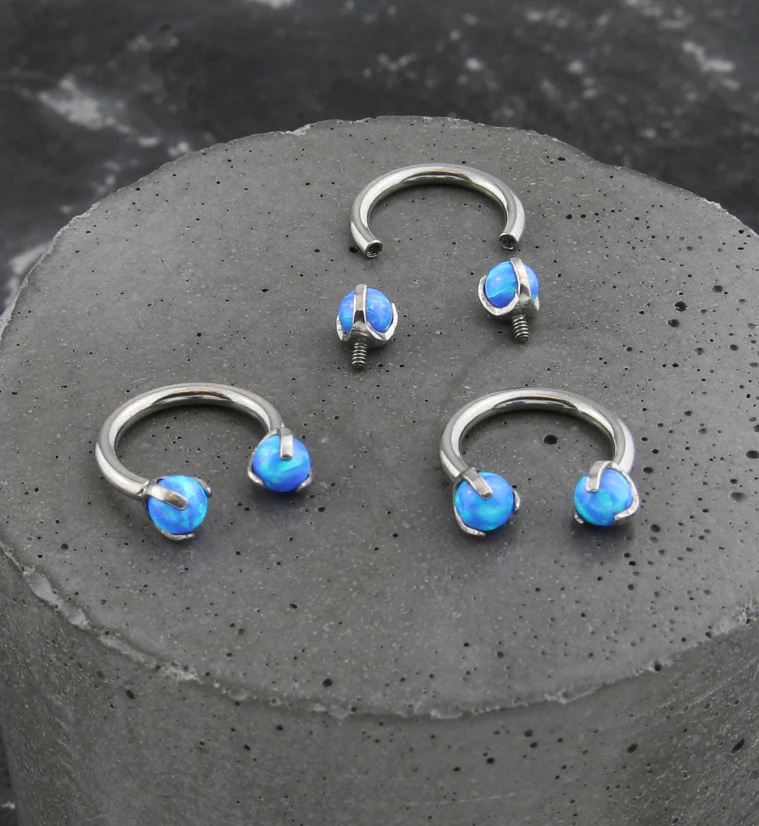 Claw Blue Opalite Titanium Internally Threaded Circular Barbell - Image 2