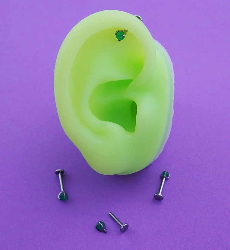 Claw Aventurine Stone Internally Threaded Titanium Labret - Image 2