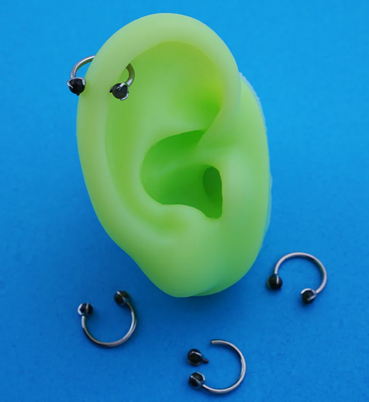 Claw Obsidian Stone Titanium Internally Threaded Circular Barbell - Image 2