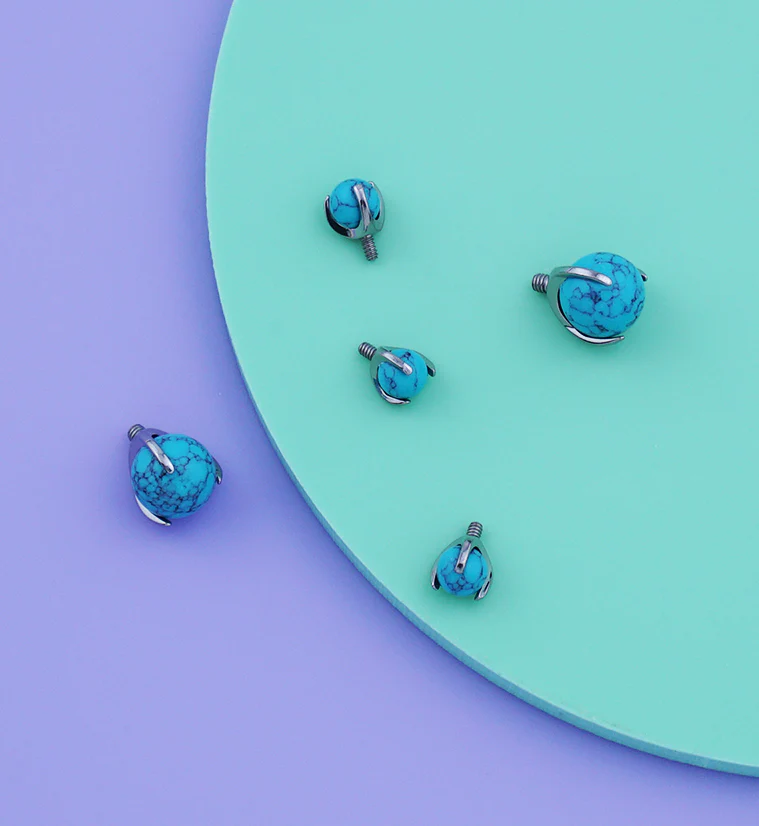 Claw Turquoise Stone Titanium Internally Threaded Top - Image 2