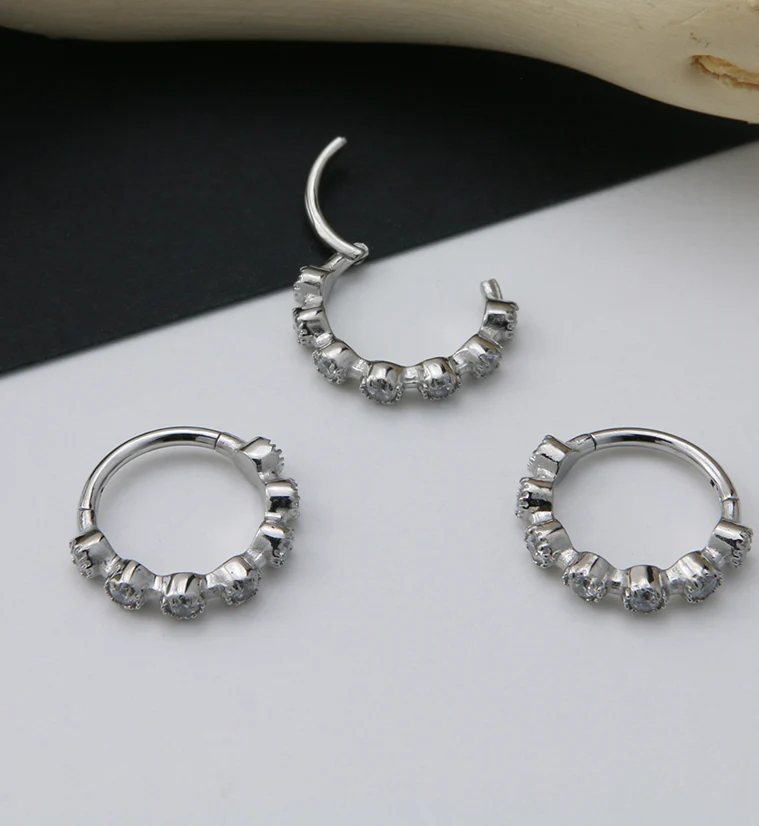 Clear CZ Band Hinged Segment Ring - Image 2