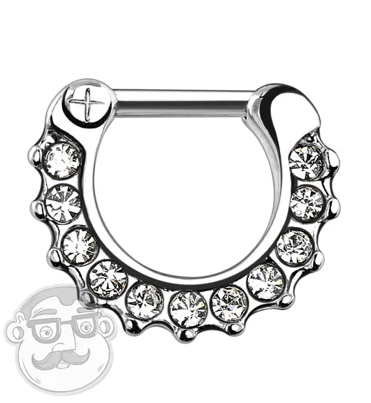Clear CZ Brass Septum Clicker