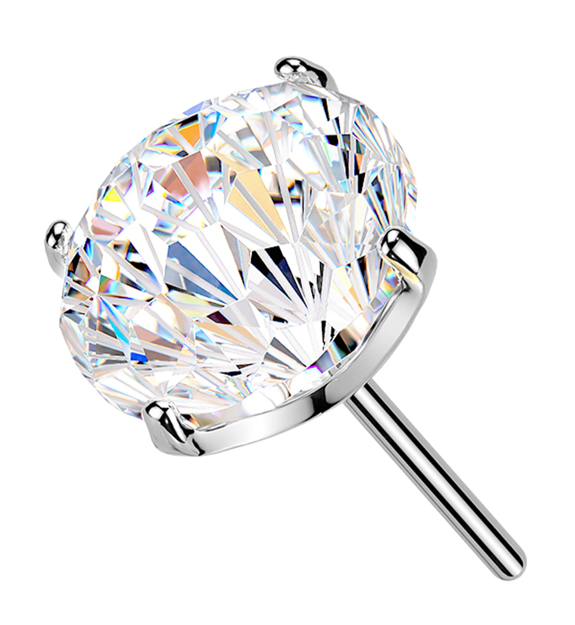 Clear CZ Fireworks Cut Titanium Threadless Top