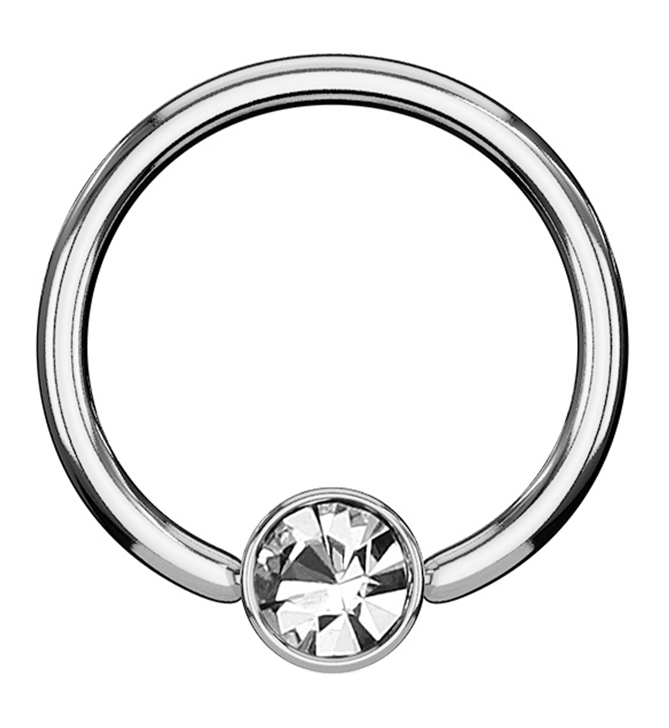 Clear CZ Flat Disk Captive Ring