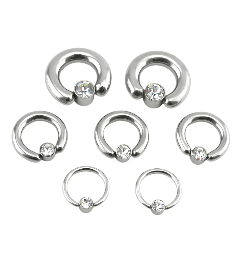 Clear CZ Flat Disk Captive Ring - Image 2