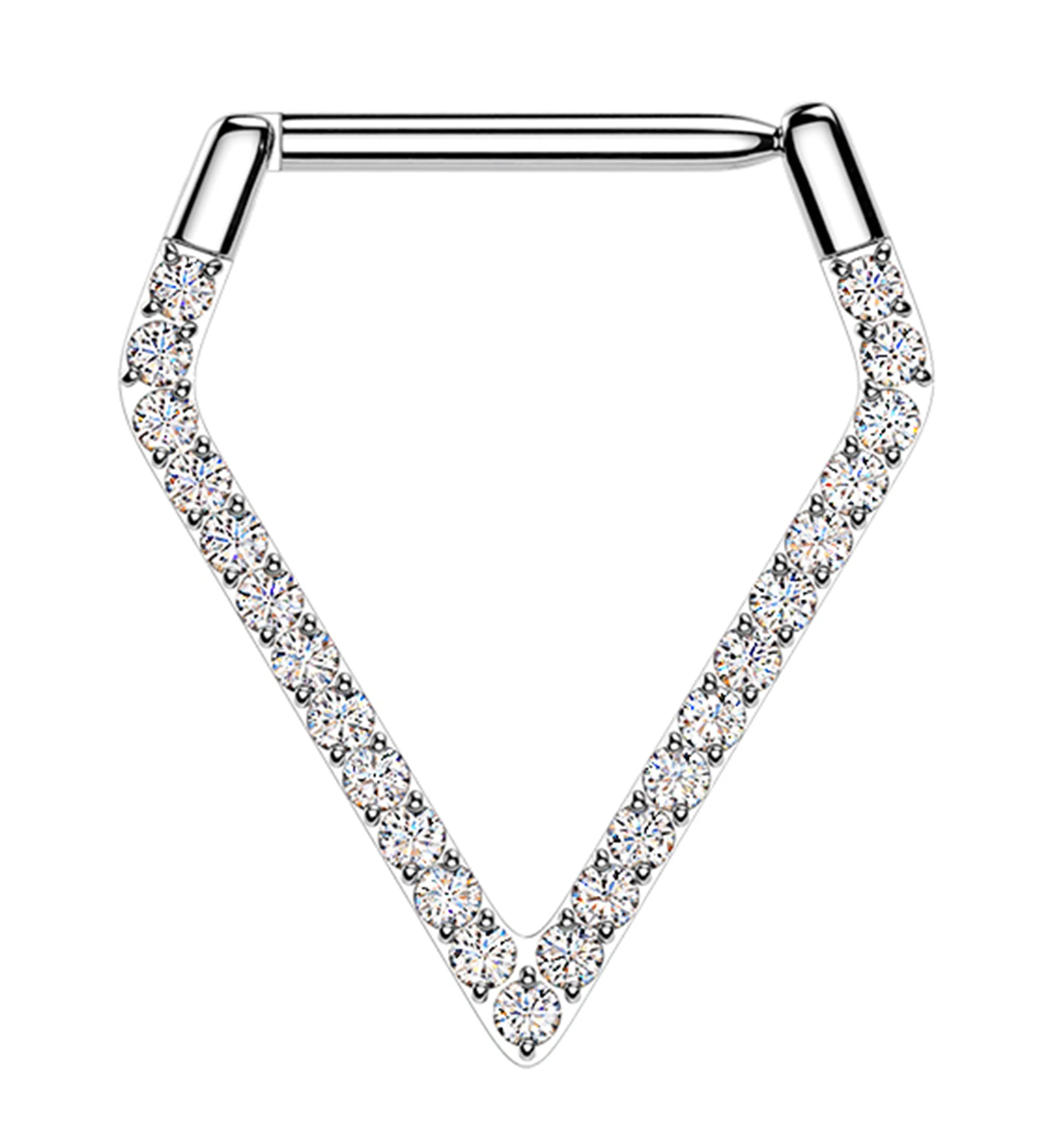 Clear CZ Large Point Titanium Hinged Segment Ring
