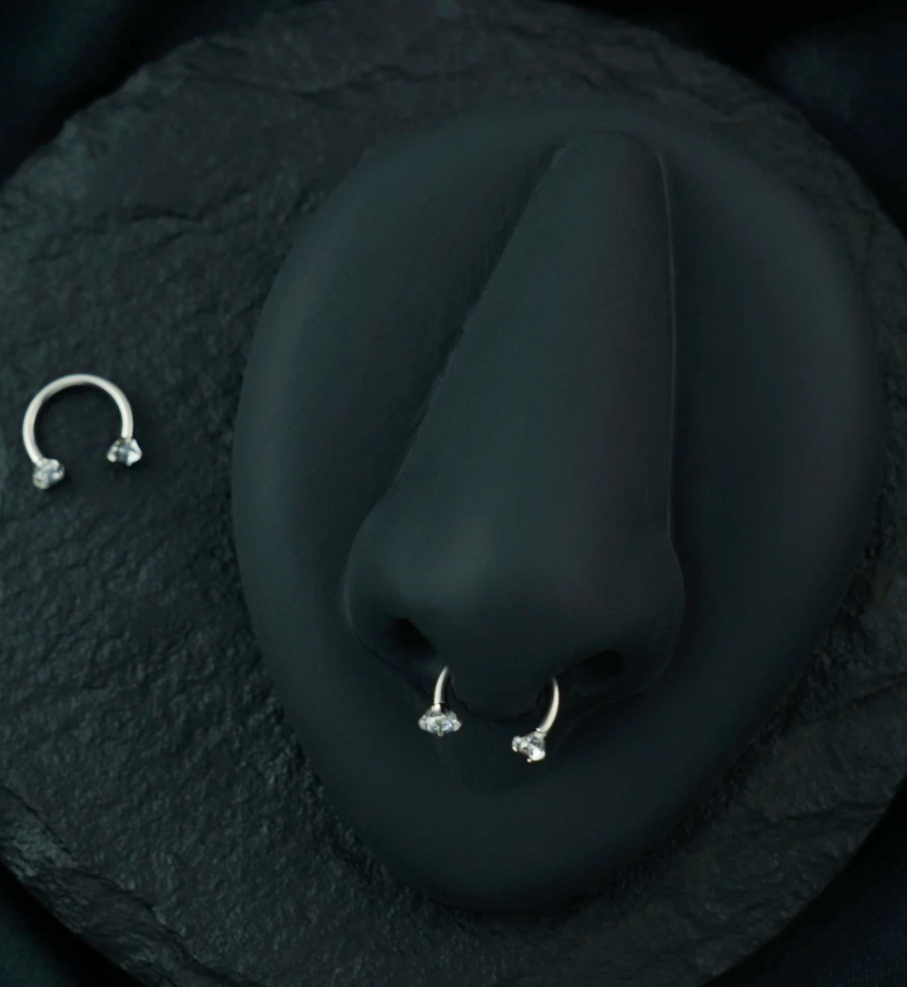 Clear CZ Prong Set Circular Barbell - Image 2