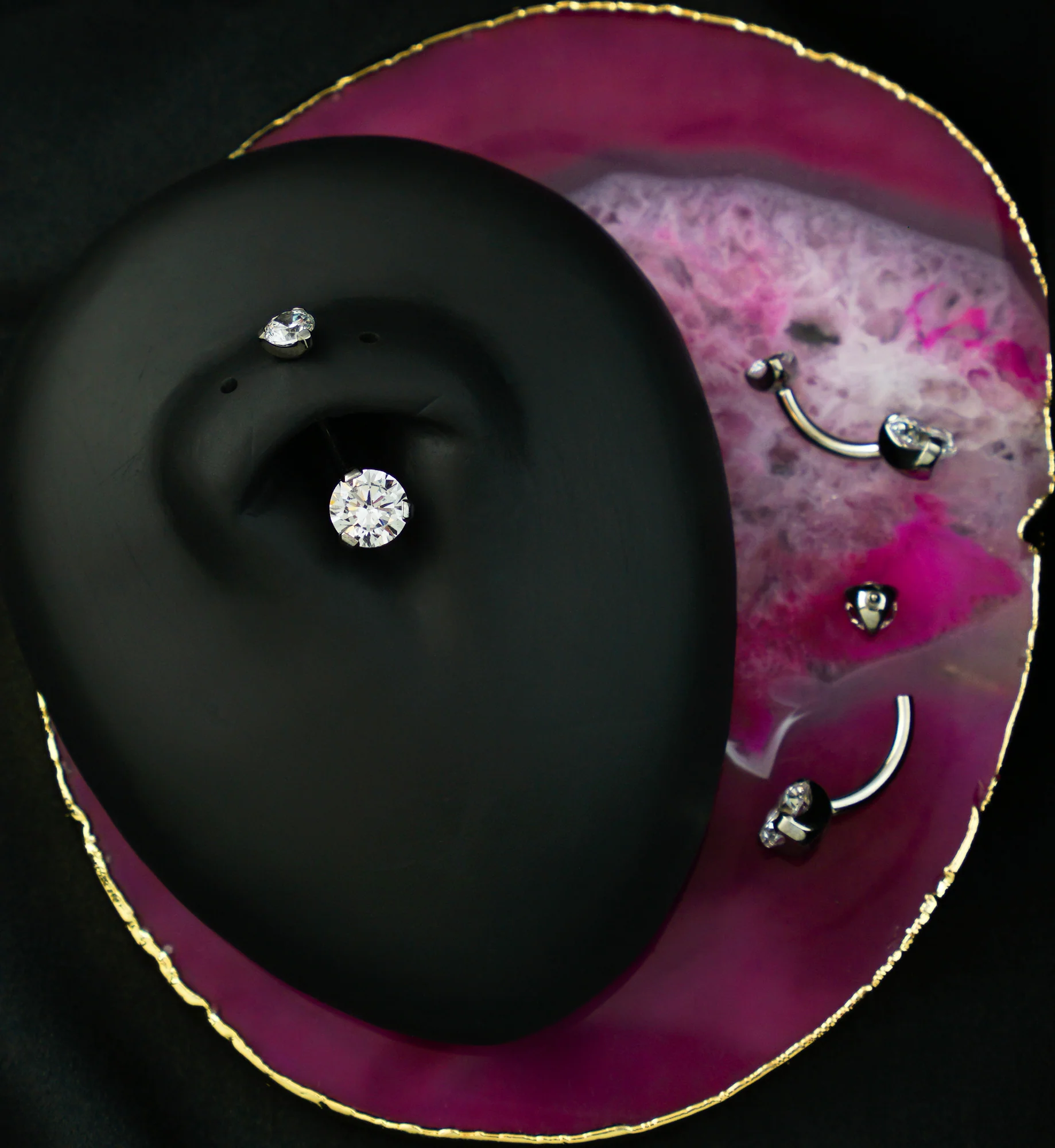 Clear CZ Titanium Internally Threaded Belly Button Ring - Image 2