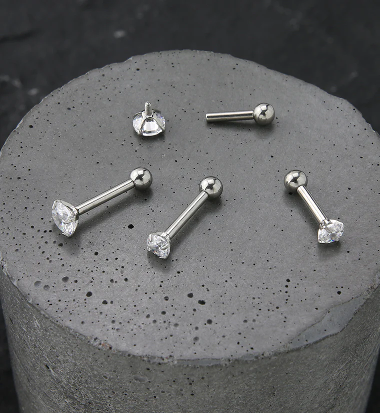 Clear CZ Titanium Internally Threaded Barbell - Image 2