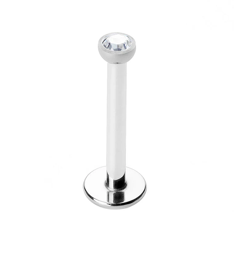 Clear CZ Titanium Internally Threaded Flat Back Post
