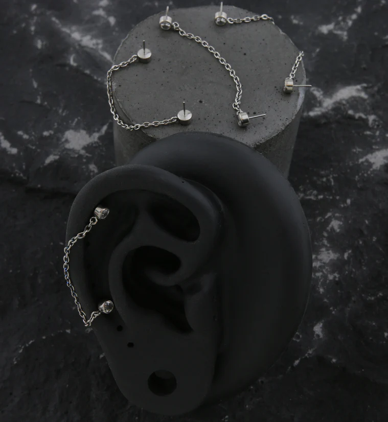 Clear CZ Titanium Threadless Connector Chain Tops - Image 2