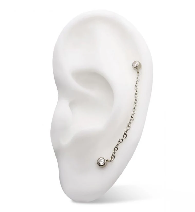 Clear CZ Titanium Threadless Connector Chain Tops - Image 3