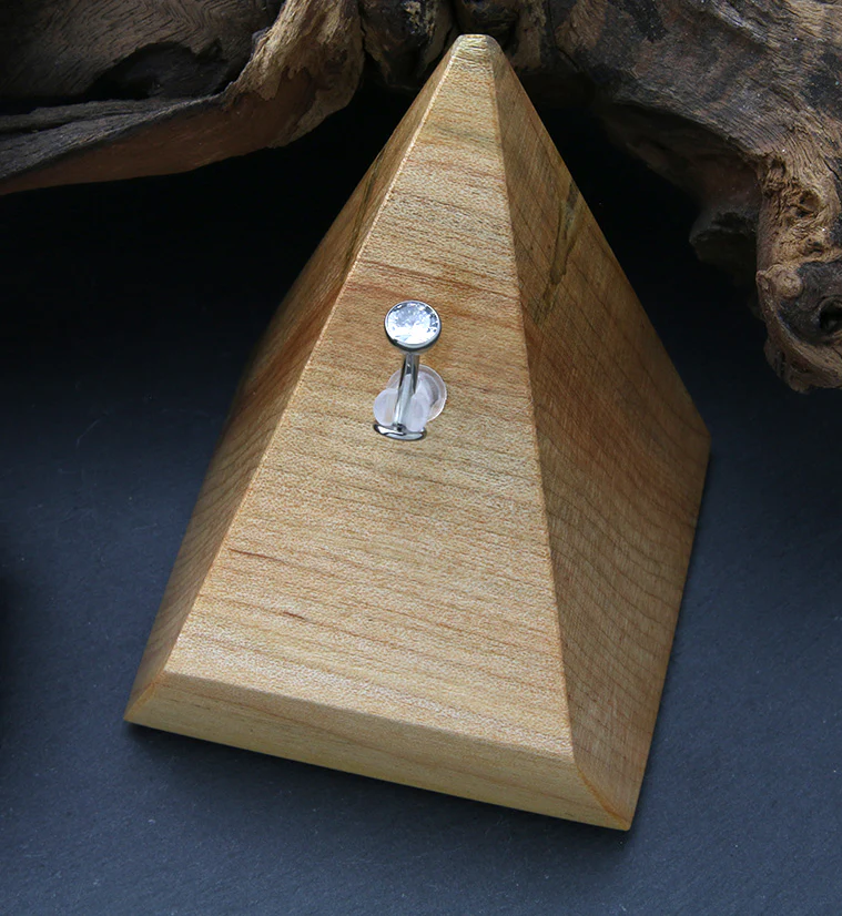 Clear CZ Titanium Threadless Floating Belly Button Ring (Convex Disk) - Image 2