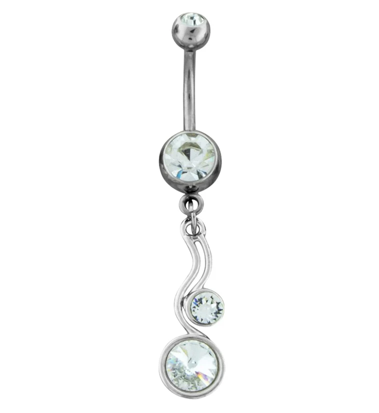 Clear Swirly Gem Belly Button Ring