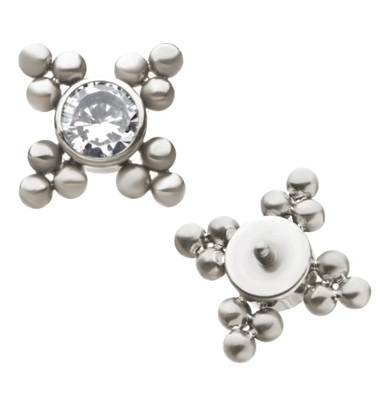 Cluster Beaded CZ Titanium Threaded End