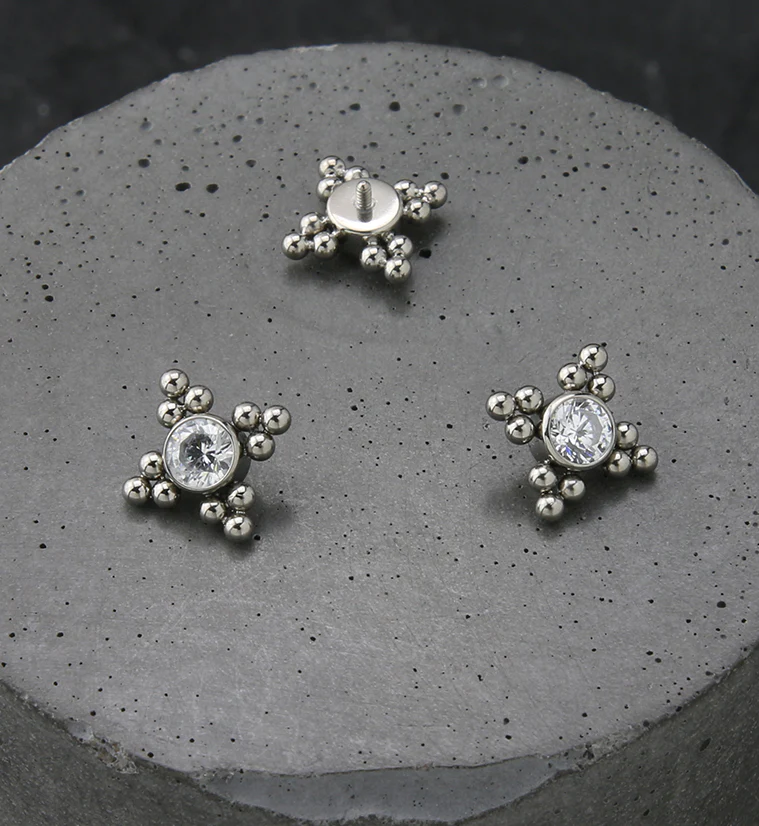 Cluster Beaded CZ Titanium Threaded End - Image 2