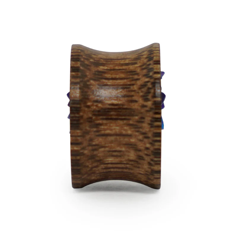 Coconut Wood Tunnels With Aqua Druzy Stone Inlay - Image 4
