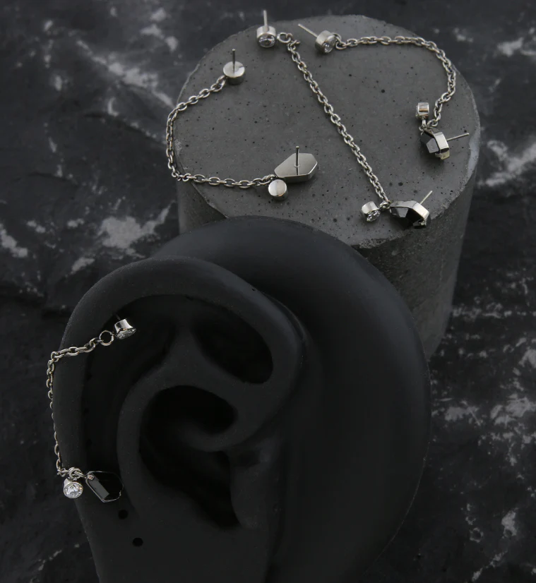 Coffin Black CZ Titanium Threadless Connector Chain Tops - Image 2