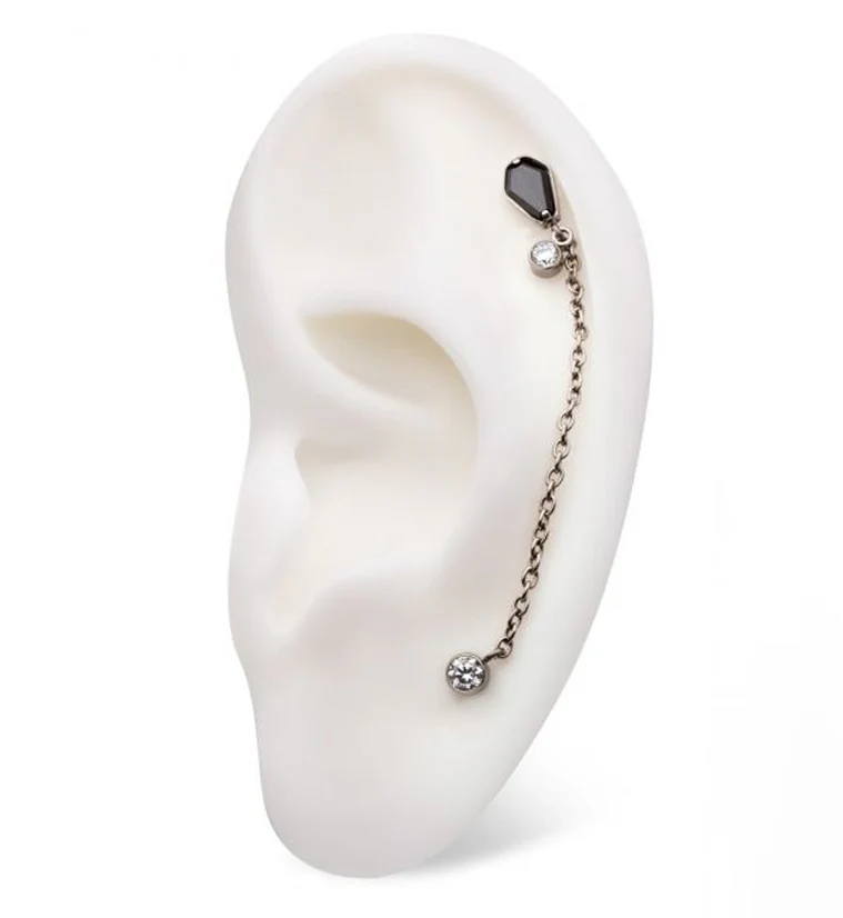 Coffin Black CZ Titanium Threadless Connector Chain Tops - Image 3