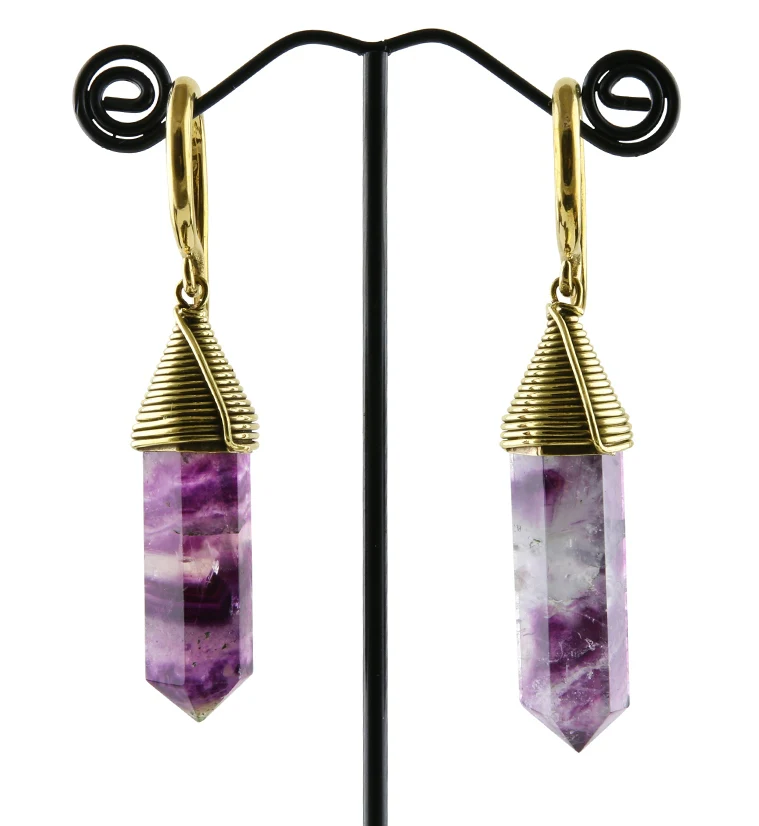 Coiled Rainbow Fluorite Stone Ear Weights - Image 4