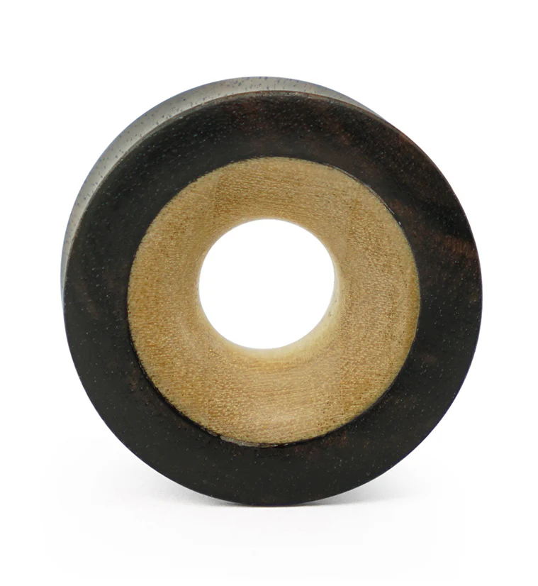 Concave Areng Wood Tunnels With Crocodile Wood Inlay - Image 5