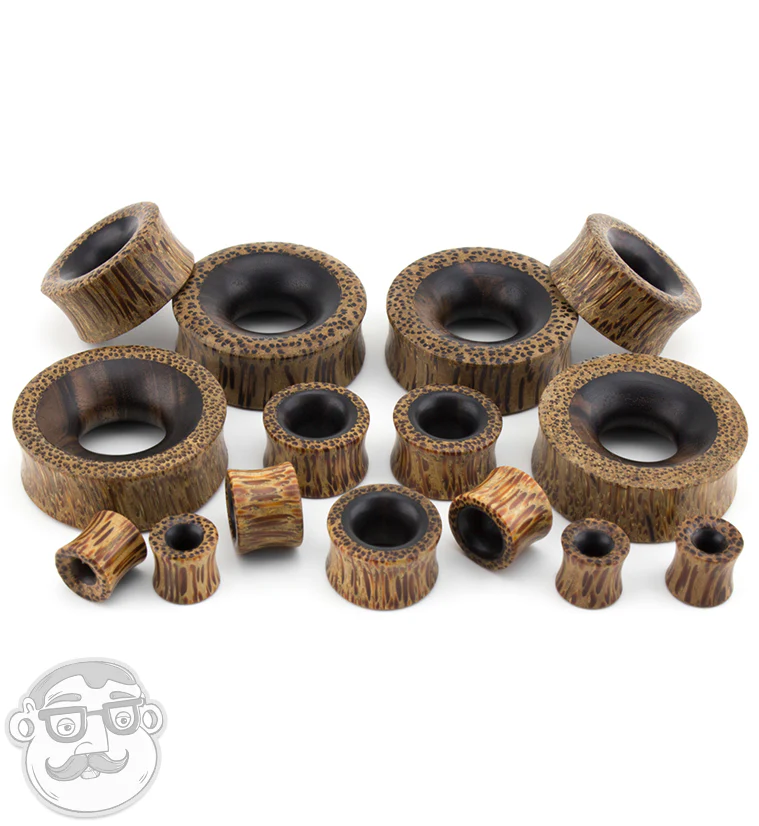Concave Coconut Wood Tunnels With Areng Wood Inlay - Image 6