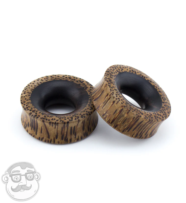 Concave Coconut Wood Tunnels With Areng Wood Inlay - Image 8