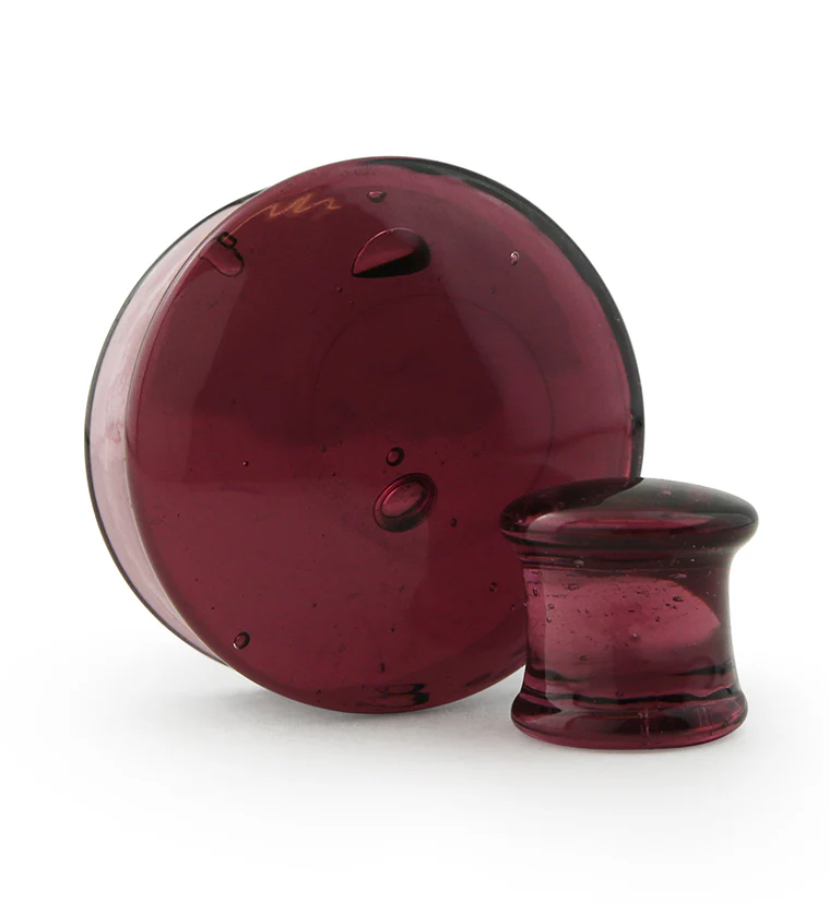 Convex Purple Glass Plugs - Double Flare