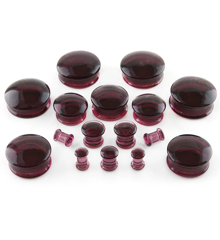 Convex Purple Glass Plugs - Double Flare - Image 2