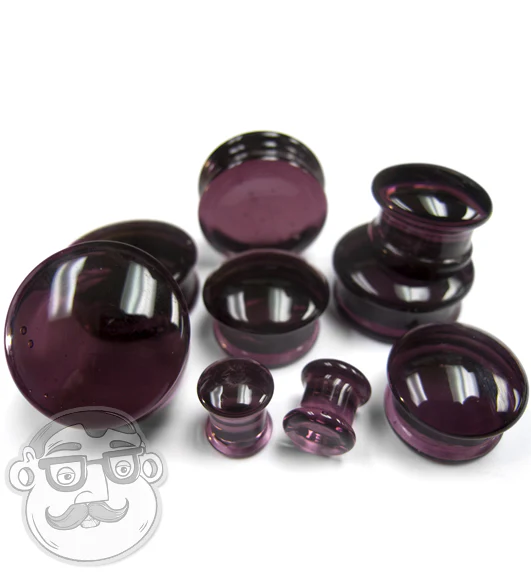 Convex Purple Glass Plugs - Double Flare - Image 5