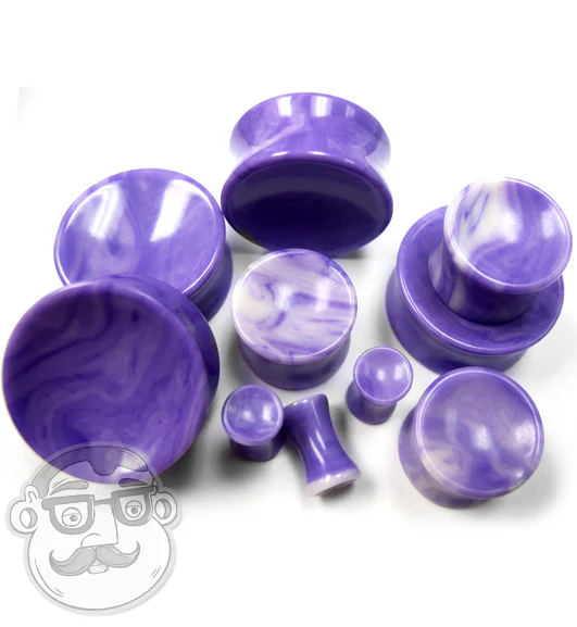 6G Concave Violet Agate Stone Plugs - Image 3