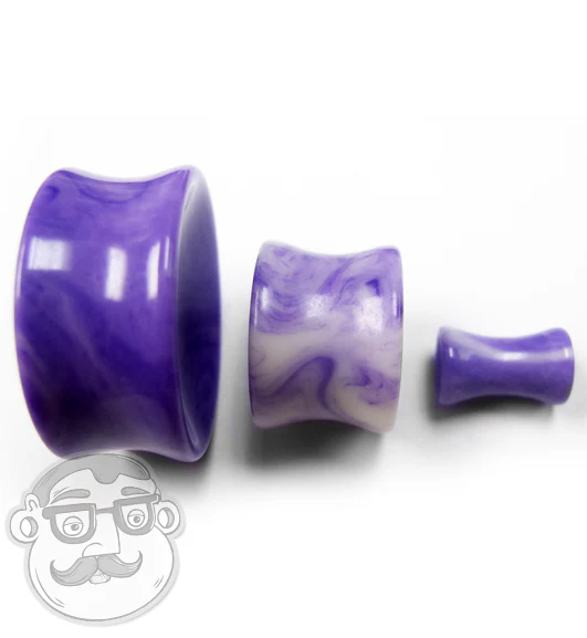 6G Concave Violet Agate Stone Plugs - Image 4