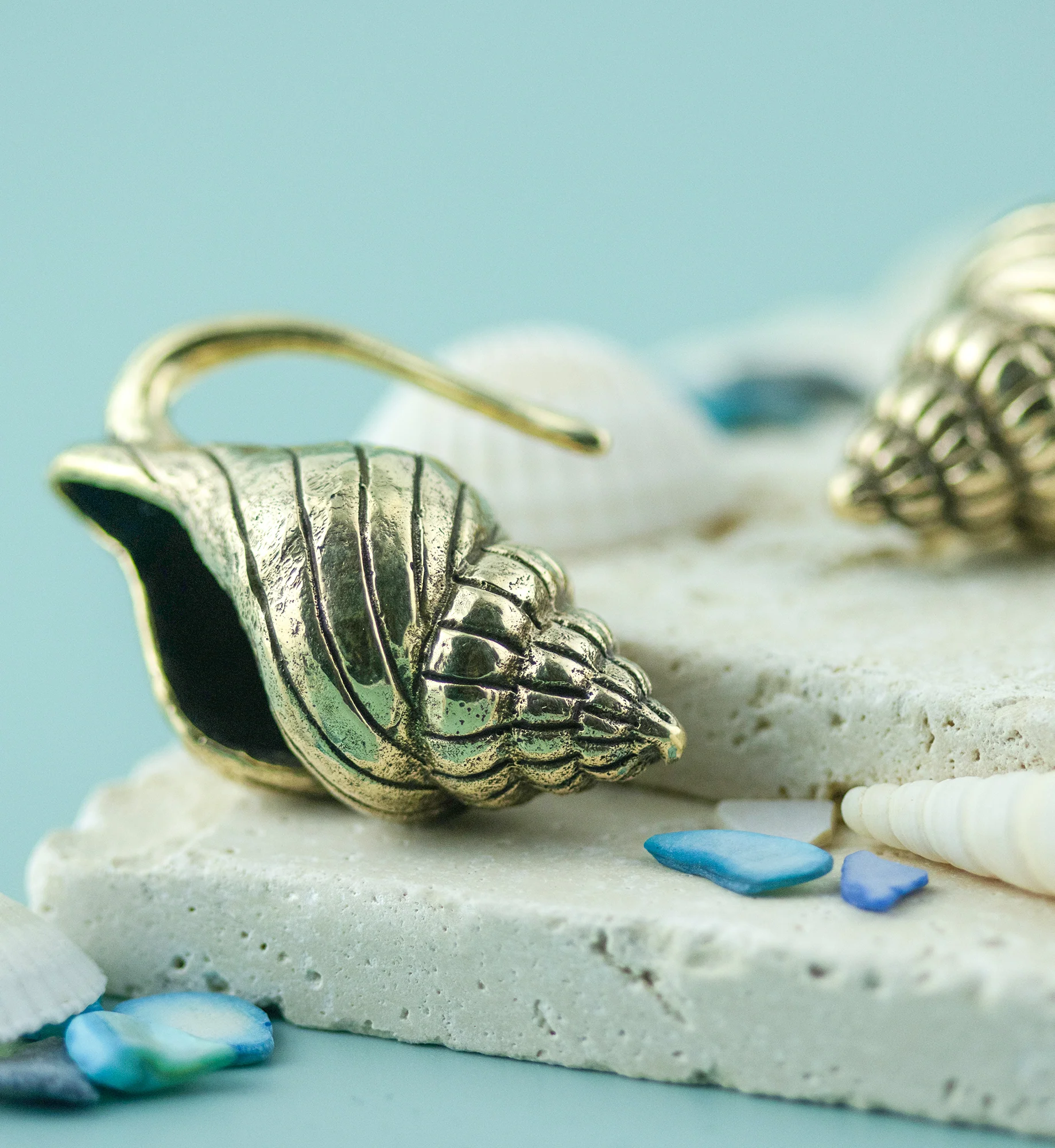Conch Shell Brass Ear Weights - Image 3