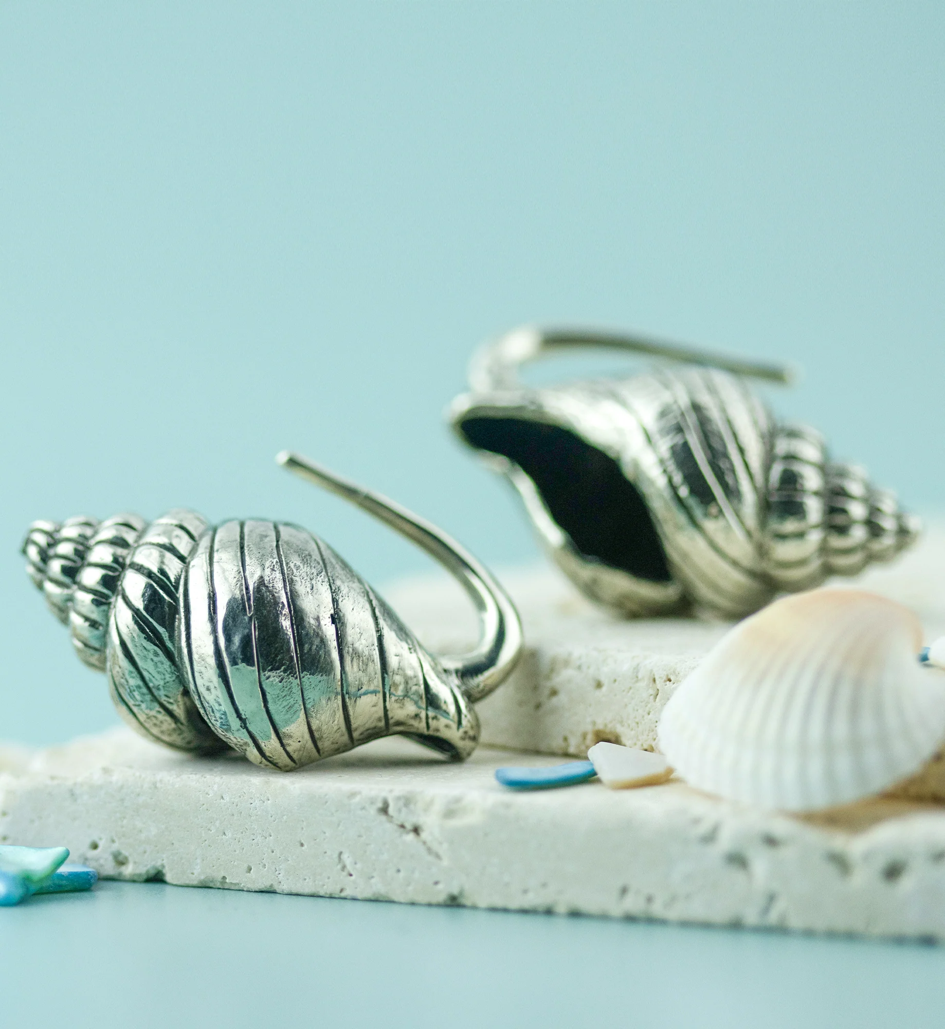 Conch Shell White Brass Ear Weights - Image 3