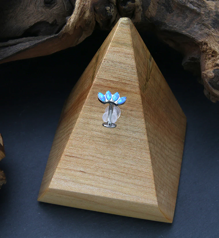 Contessa Blue Opalite Titanium Threadless Floating Belly Button Ring (Convex Disk) - Image 2