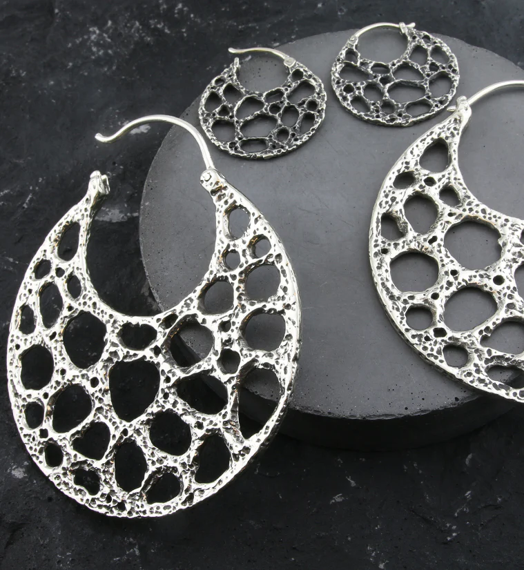 Coral Sponge White Brass Hangers / Earrings - Image 3