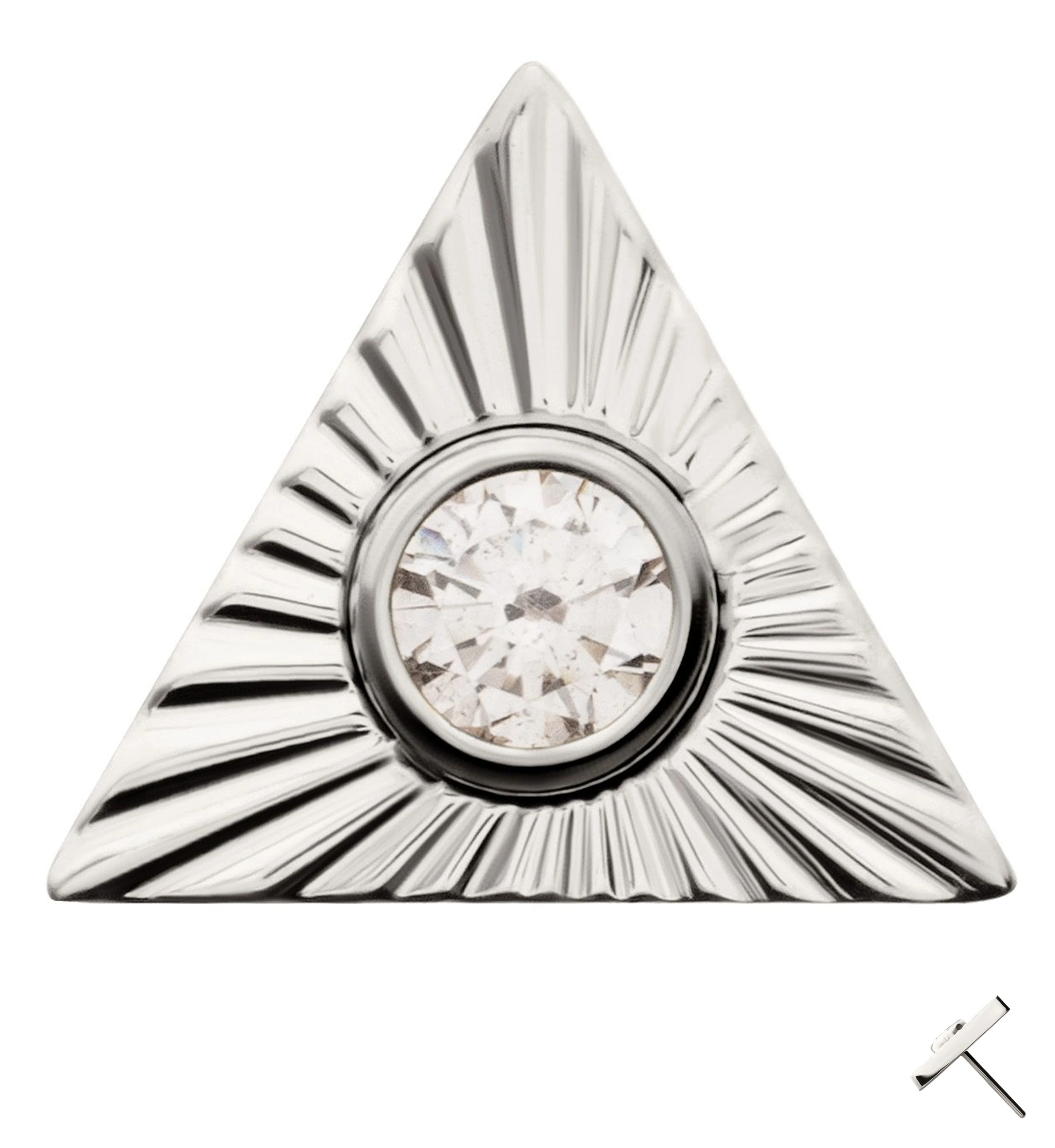 Score Triangle Clear CZ Threadless Titanium Top