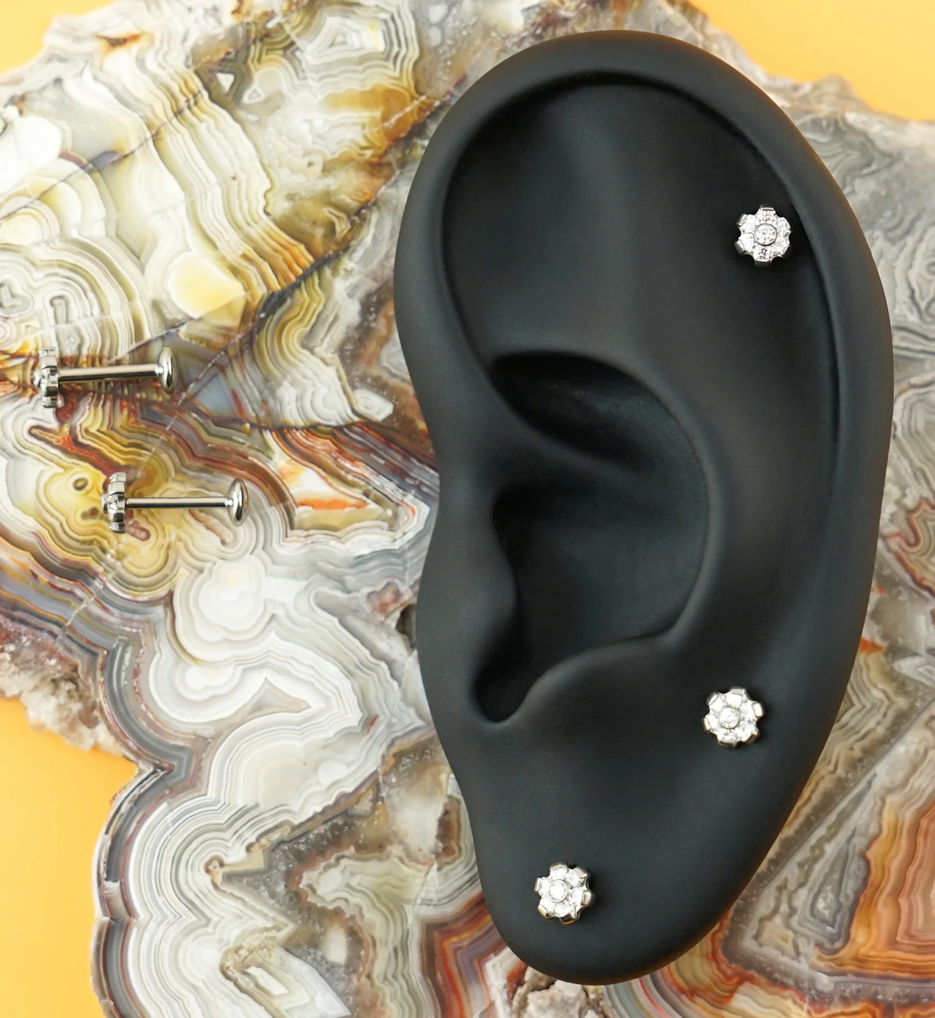 Cosmos Moissanite Gem Titanium Threadless Labret - Image 2