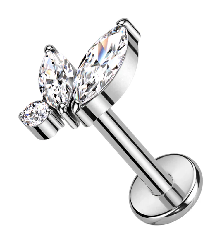 Coterie Clear CZ Titanium Internally Threaded Labret