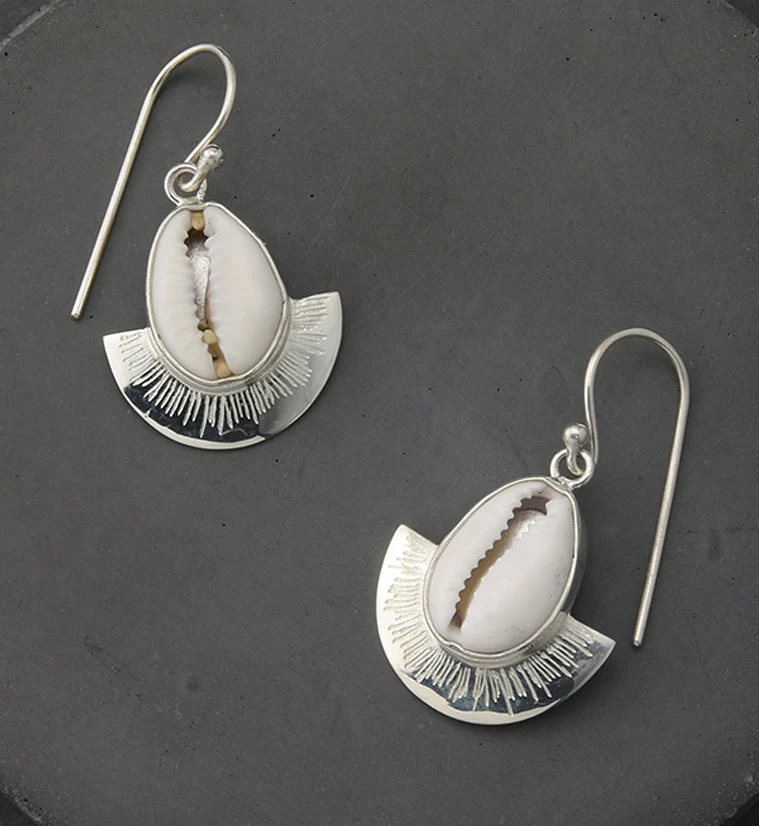Cowrie Shell Sterling Silver Earrings - Image 2